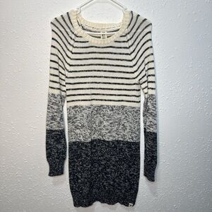 Roxy Black and White Striped Sweater Dress